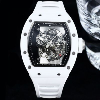 RICHARD MILLE Skeleton Watch Price RM 055 Bubba Watson  Replica White Ceramic-Rubber Strap